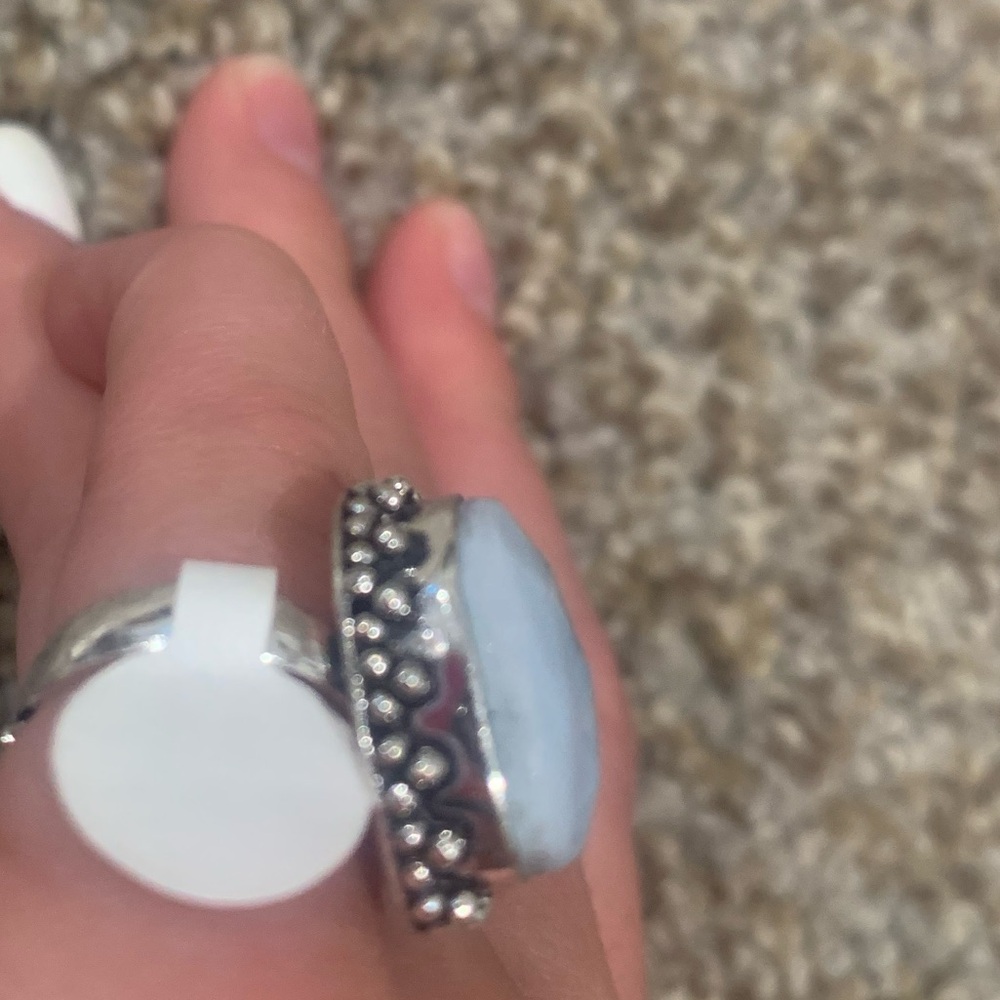Blue Gemstone Ring with an Adjustable Band - Picture 3 of 4